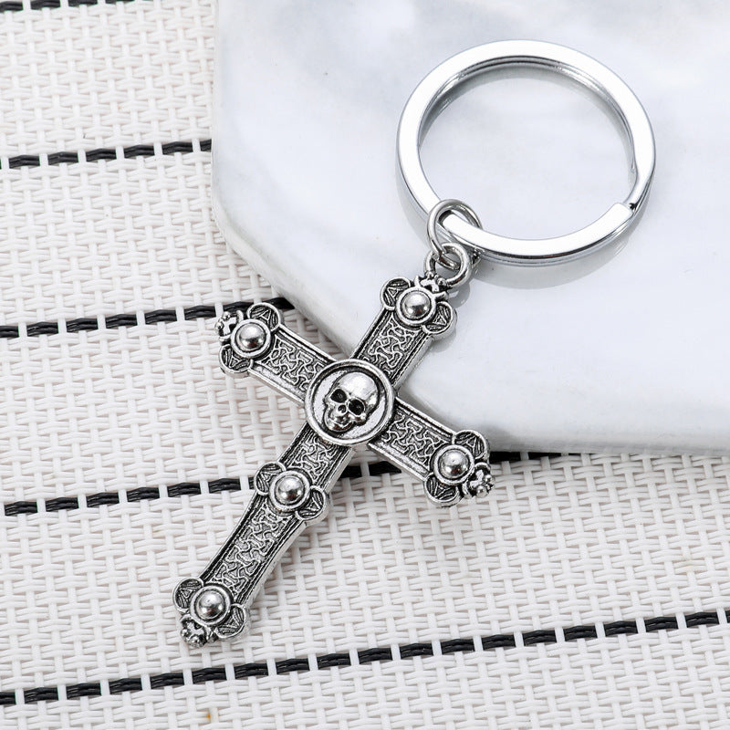 Wholesale Vintage Skull Cross Hip Hop Keychain